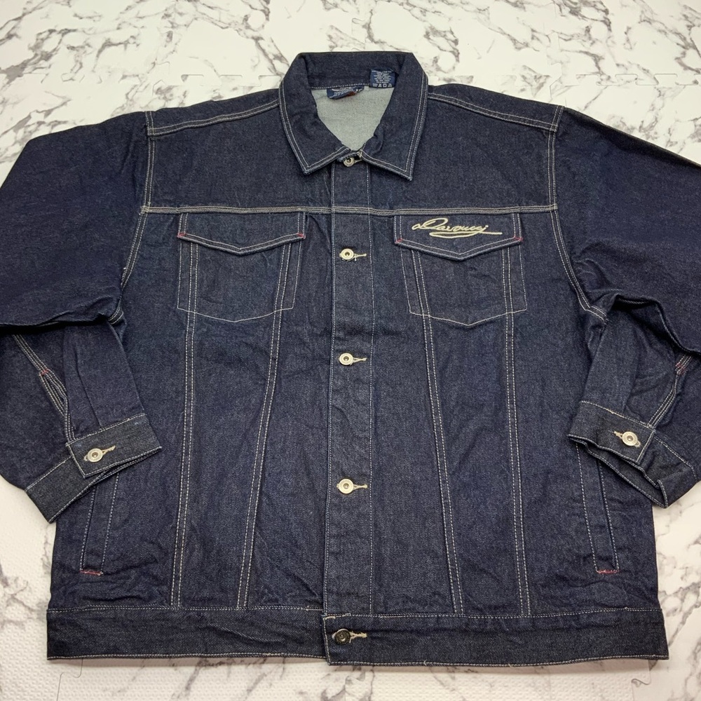 Men's Davoucci Navy Khaki Casual Denim Jacket
